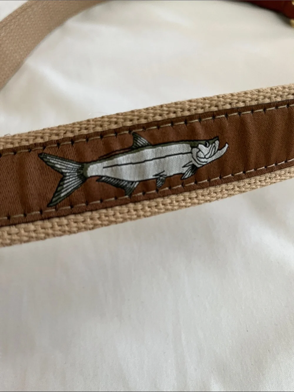 ZepPro NWOT brown leather canvas fish belt tarpon redfish trout snook  40”
